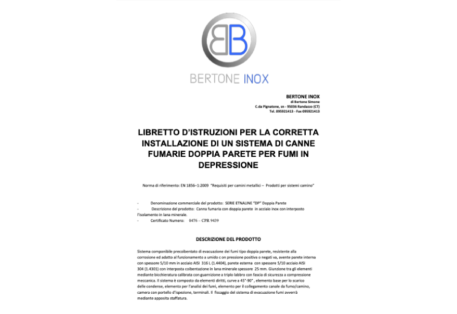 Istruzioni Canne Fumarie Doppia Parete